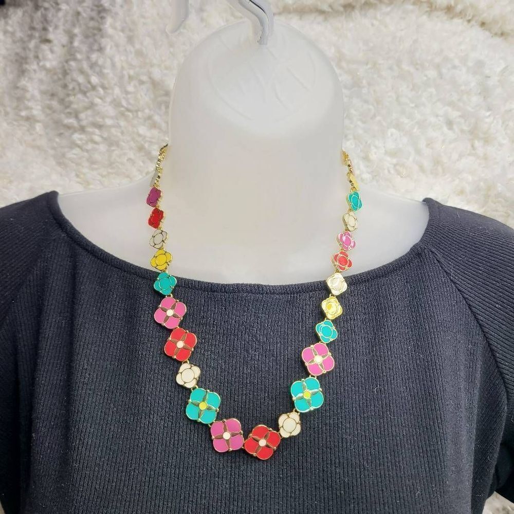 Talbots Multi Color Rainbow Enamel Flower Necklace‎